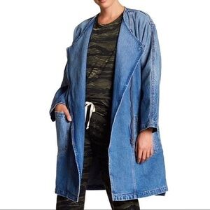 ▫️Current Elliott  Denim Davida Zip Front Longline Trench Coat Jacket 2